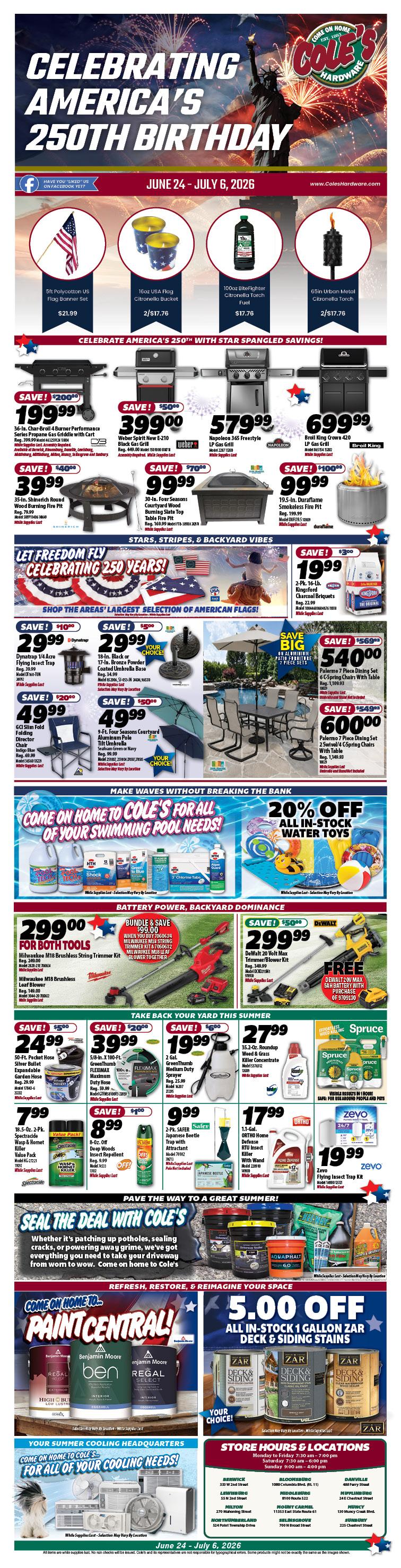 Cole's Hardware 4th of July Promotion