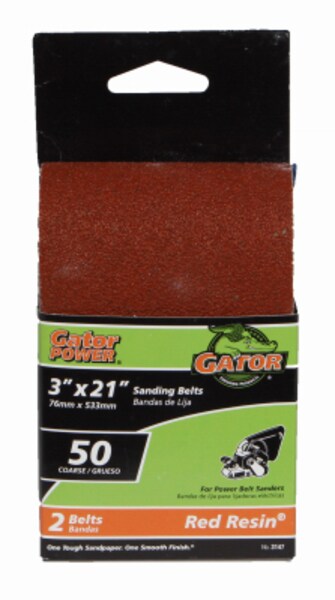 GATOR 3 X 21 IN 50 GRIT SANDING BELT 2PK
