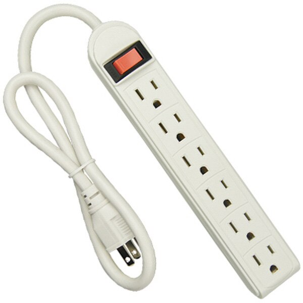 6OUTLET POWER STRIP WITH BUILT IN BREAKER 2PK
